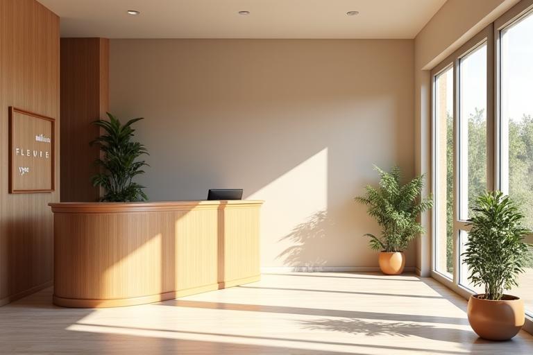 Entrée élégante du studio Fleurie Yoga, invitant à la sérénité.